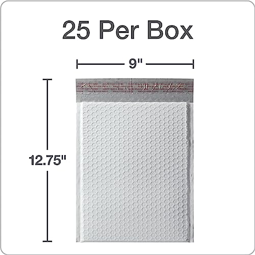 Quality Park Bubble Mailers, 8.5 x 11 Shipping Envelopes, Water Resistant White Poly Padded Envelopes, Redi-Strip Peel Off Closure, 25/Box (QUA85859) - size: One Size