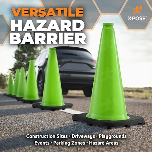 Xpose Safety 18” Lime Green Traffic Cone - 24 Pack - color: Lime, size: 18" 3lb. Cone