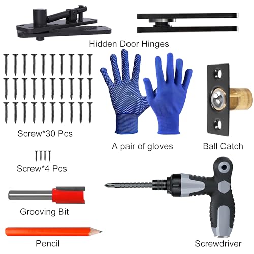 Hidden Door Pivot Hinge Kit, Secret Door Hardware for Bookcase Doors