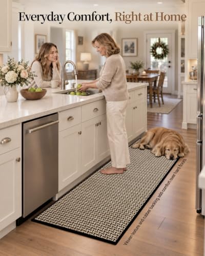eqivei Kitchen Runner Rug, 24" x 59", Non-Slip Washable Kitchen Floor Mat - color: Black Gold