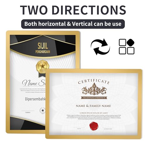 LIANHELILAI 8.5X11 Wall Mounted Sign Holder, Floating Self-Adhesive 3 Pack - color: Gold