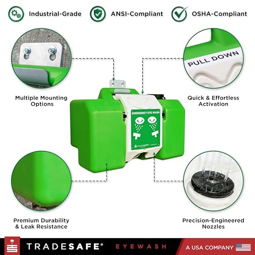 TRADESAFE Portable Eye Wash Station OSHA Approved, 8 Gallon, ANSI Compliant - style: Gallon Only