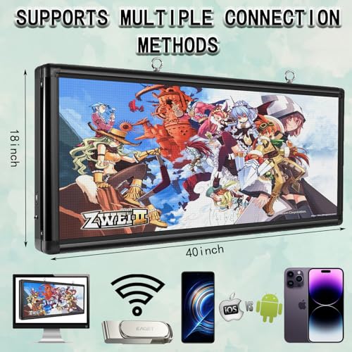 CX P6 Outdoor LED Sign Full Color 40"x18" - 6000nits Ultra-Bright Programmable Display, IP65 Waterproof Scrolling Sign with WiFi & USB, Digital Message Board for Business, Restaurant - size: P6 40x18 inch