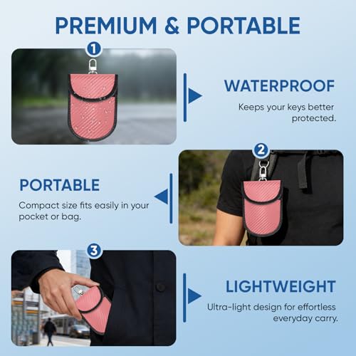 TICONN 2PK Faraday Bag for Car Key Fob, Anti-Theft NFC RFID Blocking Pouch - color: Pink, size: Small