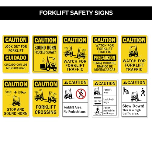 StickerJet OSHA Bilingual Caution/Cuidado Sign Look out For Forklifts, Con Las Cargadoras (with Graphic) Stickers – Self Adhesive Vinyl 5-Pack, Sign for Warehouse and Industrial (5" x 7") - color: Caution / Cuidado : Look out For Forklifts, size: 5" x 7"