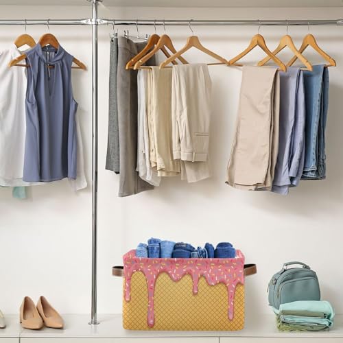 Ice Cream Rectangular Storage Basket Organizer Bin Shelf Baskets For Clothes Gifts For Home Office Dorm - color: Ice Cream