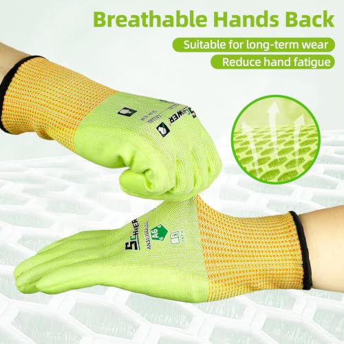 Schwer 12 Pairs ANSI A6 Cut Resistant Gloves, Breathable, CR3186, M - color: Yellow, size: Medium