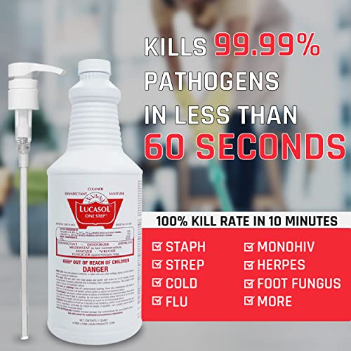 Lucasol One Step Sanitizer Hospital Grade Disinfectant Attachable Pump - style: 1 Quart+Pump