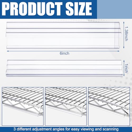 Kathfly 50 Pack Wire Shelf Label Holder 6" Adjustable Shelf Cable Tags - size: 6"