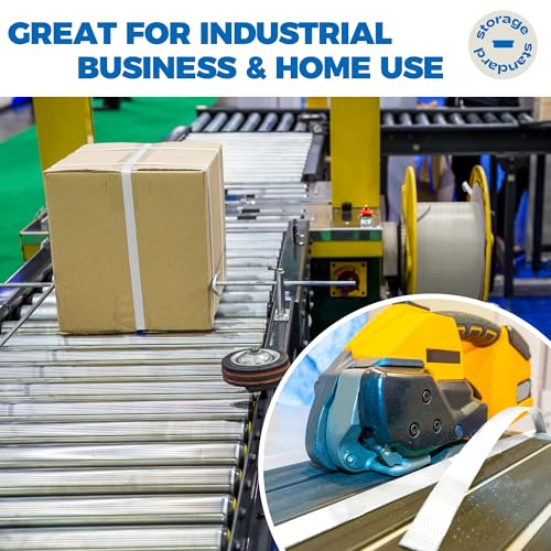 Heavy Duty Woven Cord Flat Rope - 1000ft x ½” Roll - Banding & Pallet Strapping Kit - Includes Virgin Polyester Strapping Roll & Self-Dispensing Box