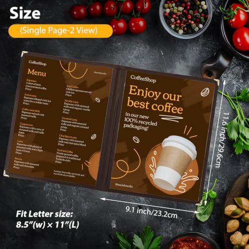 2Pcs 8.5 x 11" Menu Covers, 2 Page Transparent Restaurant Menu Cover - size: 2 Page