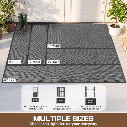 Front Door Mat, 72"x36" Heavy Duty 3D Mesh Indoor Outdoor Doormat - color: Grey, size: 3' x 6' (Rectangular)