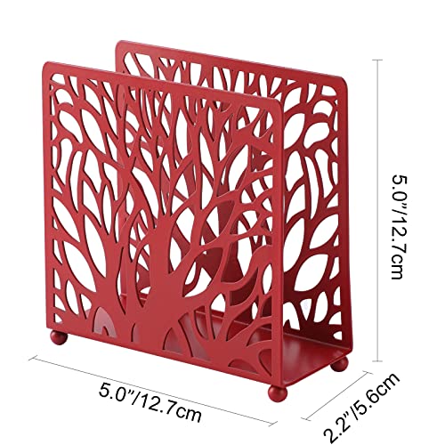 Farmhouse Red Napkin Holder for Tabletop Decor and Kitchen, Metal Table Napkin Holder Stand for Home Restaurant Picnic Party - color: rustic old red