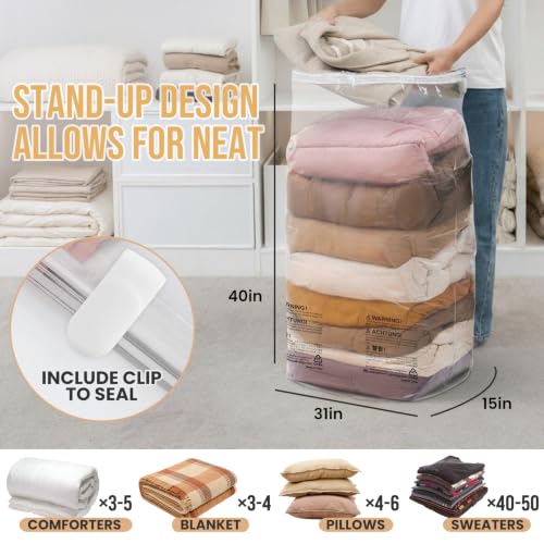 TAILI 10 Pack Vacuum Storage Bags, Jumbo Cube 31x40x15 Inch, Clear - color: Clear, size: 10 Jumbo