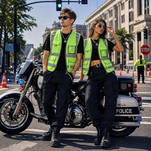 XIAKE Reflective Safety Vest for Men & Women High Visibility Class 2 Vest with Pockets Meets ANSI Standards - color: Green, size: Small