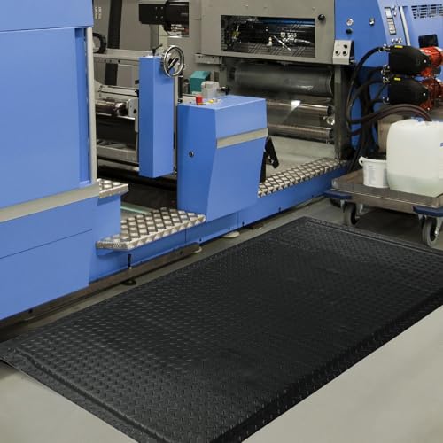Nisorpa Anti Fatigue Mats Industrial 2' x 7' Ergonomic Standing Mat 15/16" Extra Thick Heavy Duty Commercial Diamond Plate Support Shop Floor Mat for Leg & Back Pain, Black - size: 2' x 7'