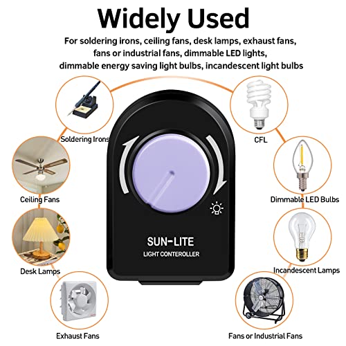 Soldering Iron Temperature Control,Electric Fan、Factory Electric Fan,Ventilation Fan,Power Controller,Desk Lamp,Dimming LED Light,UL Listed Plug in Dimmer Switch 120VAC,White,Pack of 1. - color: Black, size: 1 Pack