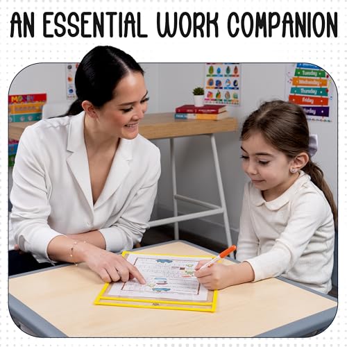 Essex Wares - 6 Pack, Pastel Colors Dry Erase Pockets, 10" W x 13.5" T - color: Pastel Colors