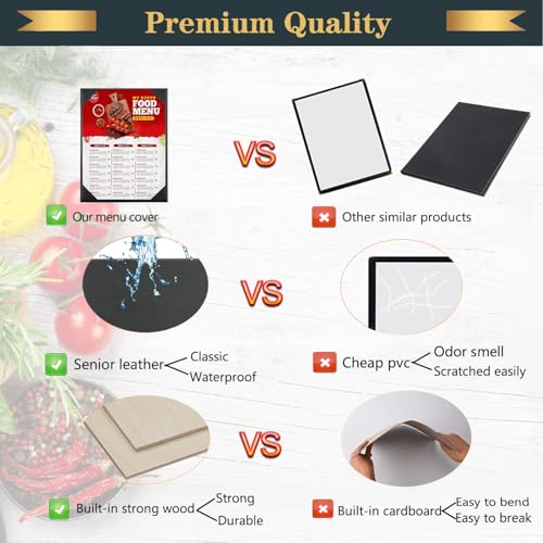 Leather Menu Holder Water Proof Dinner Menu Cover Holder for Restaurant,Hotel Bar Cocktails Single Panel Menu Covers (1 Pack, 8.5x11 inch /1 View) - size: 8.5"x11"(1 view / 1 pack)