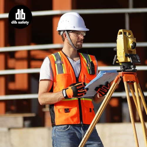 Dib Safety Heavy Duty Safety Vest Reflective with Pockets Made with 3M tape - color: Orange, size: Medium