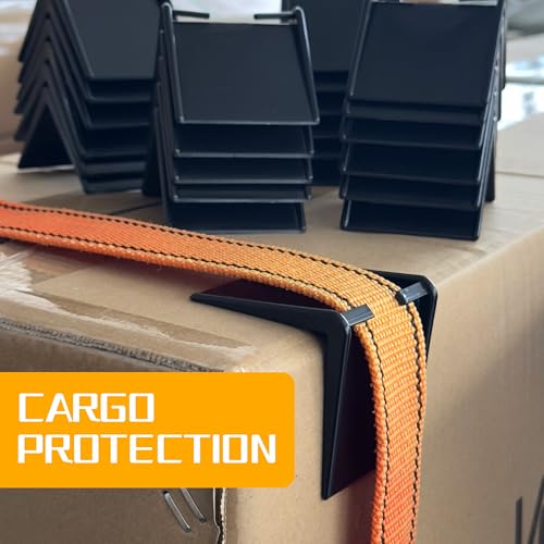 24 Pack 2" V Corner Edge Protectors for flatbed with Straps, Black
