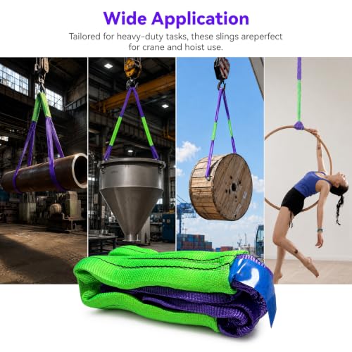 Lift Sling Straps, 1" x 3.3' Heavy Duty Endless Polyester Flat Web Sling, 1 Ton (2204 lbs) Vertical Rated Capacity, Rigging Sling for Crane Hoist, Cargo Lifting, Machinery Moving, 2-Pack - size: 1T-3.28ft(2Pack)