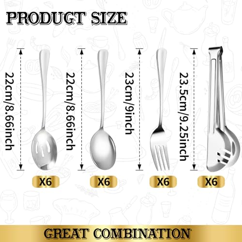 Serving Utensils Set, 24-Piece Large Stainless Steel Serving Spoons and Forks for BBQ, Buffets, Catering, Parties, Weddings, Restaurants - Silver - color: Silver