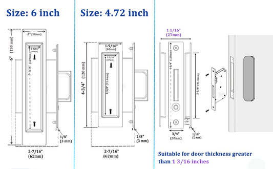 Dontay Sliding Pocket Door Handles,Heavy Duty Flush Edge Pull,6'',White - color: White, size: 6 Inch (150 mm)