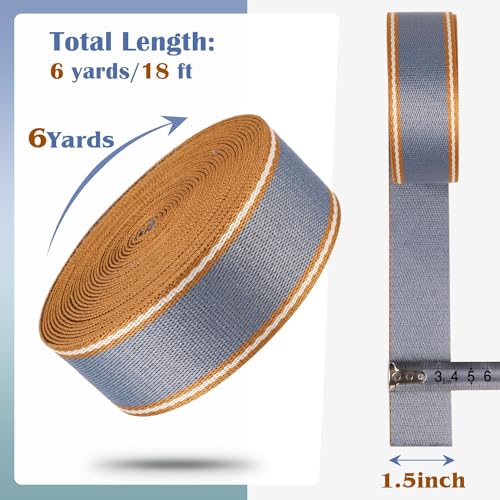 Nylon Webbing 1.5 Inch-Polyester Webbing 6 Yards Fog Blue Webbing Straps for Bags-Heavy Cotton Webbing 1.5 inch for Bag Handles Purse Straps Ribbon 1 1/2" (Fog Blue) - color: Fog Blue-6 Yards