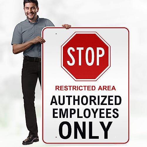 Stop Restricted Area Authorized Employees Only Sign, 36x48 Inches, - size: 36x48 - DiBound Reflective