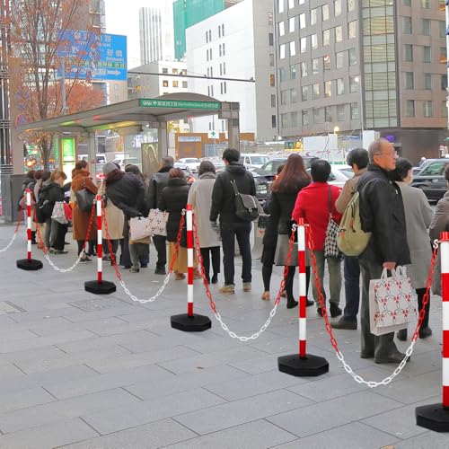 Amylove 9 Packs Traffic Delineator Post Cone with Base, Traffic Cones Safety Cones Caution Cones Plastic Stanchion Chain Safety Barriers with 6.6 Feet Link Chain and S Hooks for Parking Lot (Red) - size: Red