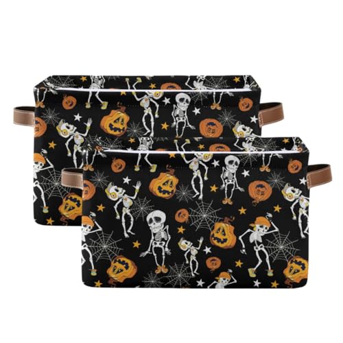 Skeleton Halloween Rectangular Storage Basket Organizer Bin Shelf Baskets For Clothes Gifts For Home Office Dorm - color: Skeleton Halloween