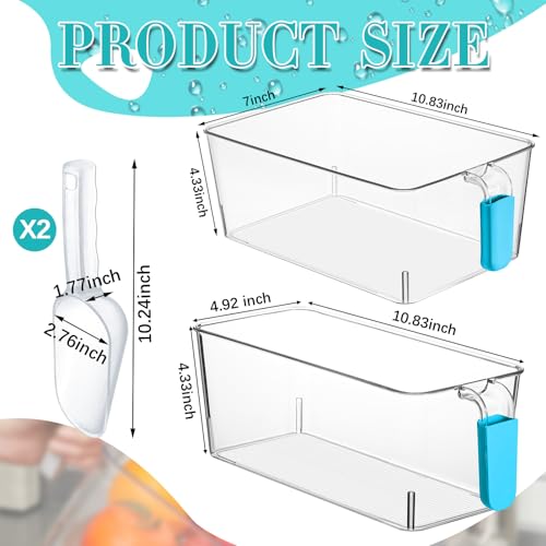 Havawish Ice Storage Bin and Flexible Scoop Set Plastic Freezer Bin - color: Light Blue, size: 10.83 x 7 x 4.33 In,10.83 x 4.92 x 4.33 in, style: Classic