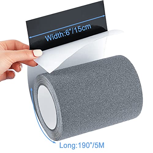 Yorwe Anti Slip Tape for Stairs & Ramps, Traction Grip (6" x 190", Gray) - color: Gray, size: 6" Width x 190" Long