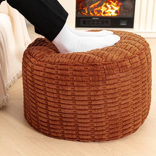 Asuprui Ottoman Foot Rest, Round 20x14 in, Burnt Orange, Leg Rest for Couch - color: Burnt Orange, size: 20"D x 20"W x 14"H