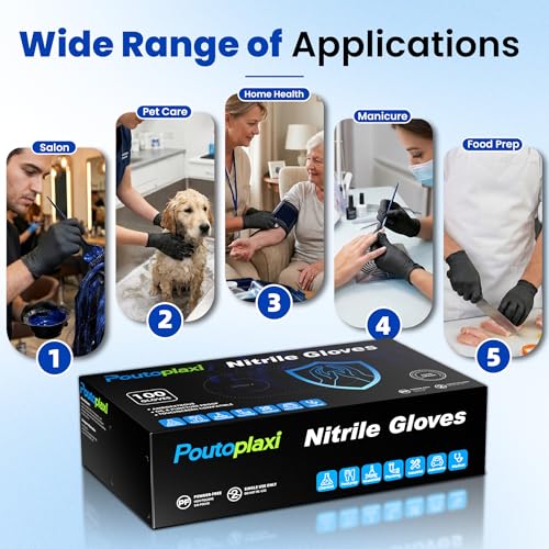 Nitrile Disposable Gloves 5 Mil, Large, 100 Count - color: Black, size: Large