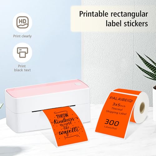 3x5 Inch Thermal Labels,Rectangle Sticker,300PCS Water Proof Shipping Labels with Strong Adhesive,Compatible with Zebra & Rollo,for Moving Boxes,Inventory,Fluorescent Orange - color: Fluorescent Orange