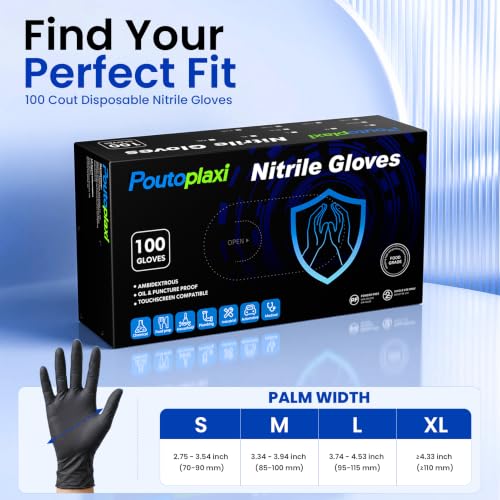 Nitrile Disposable Gloves 5 Mil, Small, 100 Count - color: Black, size: Small