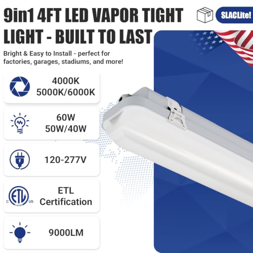 4FT LED Vapor Tight Light 60W/50W/40W,4000K/5000K/6000K CCT,1Pack - size: 4FT (1-Pack)