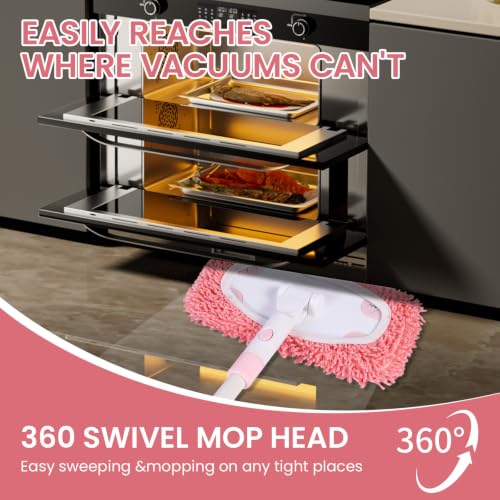 Wet Dry Sweeper Mop with 4 Washable Microfiber Pads - color: Pink