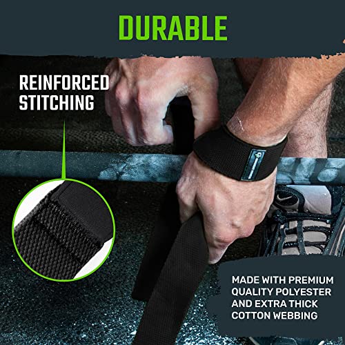 Lifting Straps for Weightlifting, Padded Wrist Support Wraps, 2 Pack - color: Black