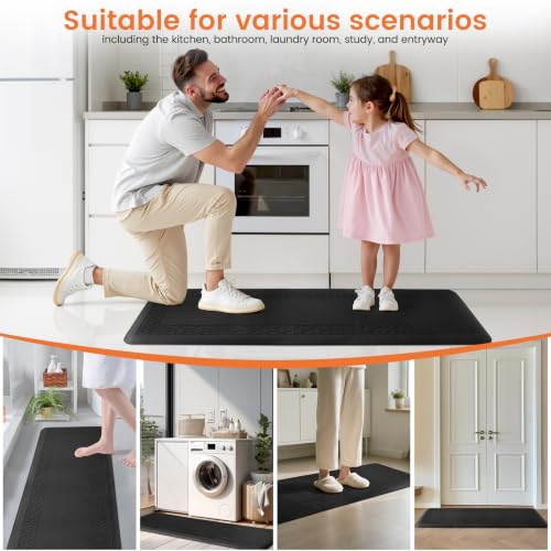 4/5 Inch Thicker Kitchen Mats Anti Fatigue Comfort Mat Standing Desk Rugs - color: Black, size: 60"L x 17"W x 0.8"Th