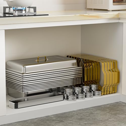 IMACONE Rectangular Chafing Dish Buffet Sets of 6, 8QT, Gold Frame - color: Gold Frame, size: 6-Pack