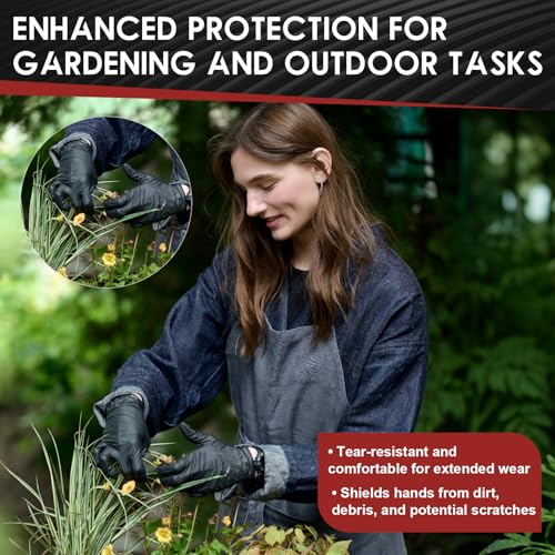M68 Black Nitrile Gloves 4 Mil Disposable, Latex Free Powder Free, Textured Fingertips, Chemical Resistant, Cooking, Cleaning - size: X-Large