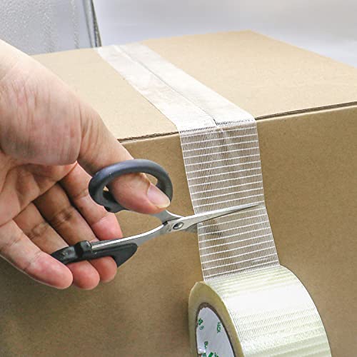 BOMEI PACK Transparent Bi-Directional Filament Strapping Tape 6.7 Mil x 1.88 Inch x 36yds Fiberglass Reinforced Tape for Strapping, Sealing,Binding, 1Pack