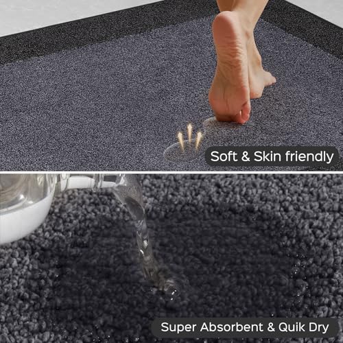 Kitchen Rugs Set (24" x 36"+ 24" x 60"), Runner Rug Roll Packing - color: Charcoal, size: 24" X 36"+ 24" X 60"