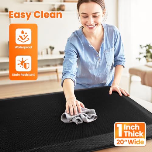 1-Inch Thick Anti-Fatigue Mat for Kitchen and Standing Desk, 20"x32", Black - color: Black, size: 32"L x 20"W x 1"Th
