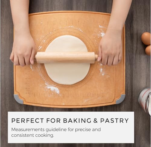 Elihome Essential Baking Pastry & Cutting Board for Kitchen, Wood Fiber Cutting Board for Kitchen, Knife Friendly, Dishwasher Safe, Non-Slip Feet, Juice Groove, Non-Porous, Eco Friendly, 15" x 18" - style: XL-18" x 15"