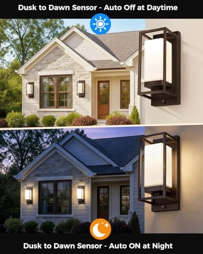 RAYVO Dusk to Dawn Outdoor Wall Lights, LED Bulb Included, E26 Base - color: Bronze