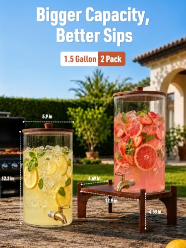 1.5 Gallon Drink Dispensers for Parties, Beverage Dispenser with Stand - size: Round